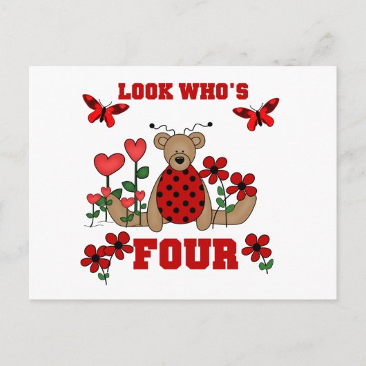 Ladybug Beer 4e Verjaardag Tshirts en geschenken Briefkaart (Voorkant)