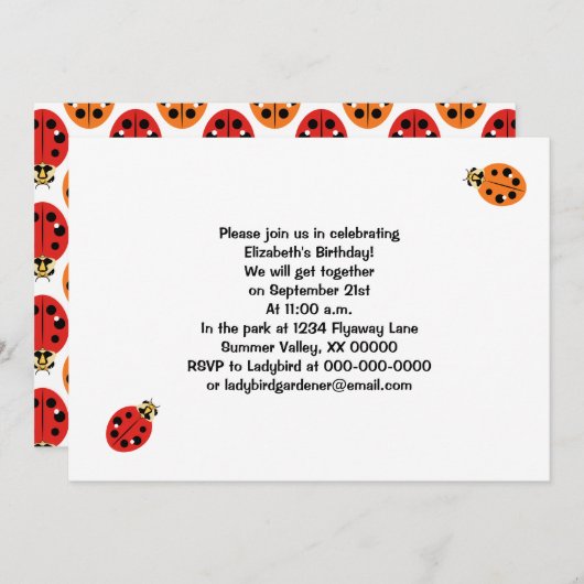 Ladybug Beetles in Oranje en rood, gepersonaliseer Kaart (Voorkant / Achterkant)
