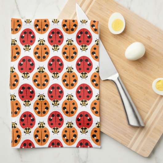 Ladybug Beetles in Oranje en rood Theedoek (Quarter Fold)