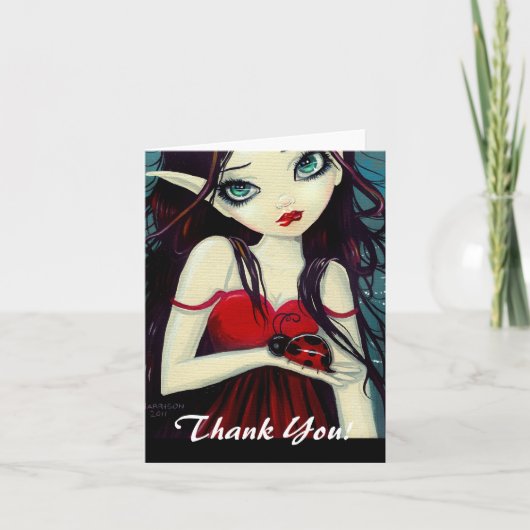 Ladybug Big-Eye Fairy Art Bedankkaart (Voorkant)
