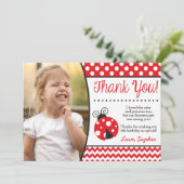 Ladybug Birthday Hartelijk dank voor uw foto Bedankkaart (Staand voorkant)