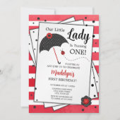 Ladybug Birthday Invitation, 1st Birthday Kaart (Voorkant)