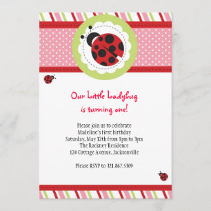 Ladybug Birthday Invitation Kaart
