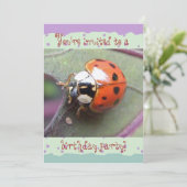 Ladybug Birthday Invitation Kaart (Staand voorkant)