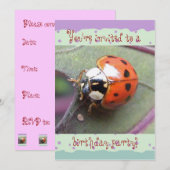 Ladybug Birthday Invitation Kaart (Voorkant / Achterkant)