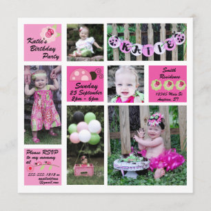 Ladybug Birthday Invitation Kaart