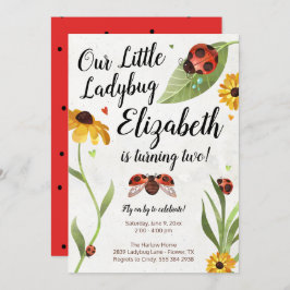 Ladybug Birthday Invitation Kaart