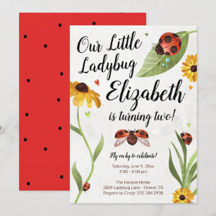 Ladybug Birthday Invitation Kaart