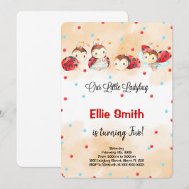 Ladybug Birthday Invitation Kaart