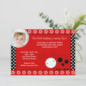 Ladybug Birthday Invitation Kaart (Staand voorkant)