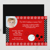Ladybug Birthday Invitation Kaart (Voorkant / Achterkant)