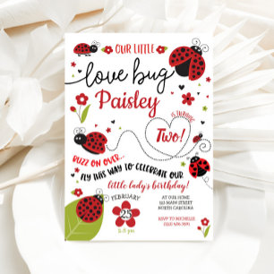 Ladybug Birthday Invitation, Lady Love Bug Invite Kaart