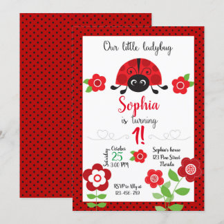 Ladybug Birthday Invitation, Ladybug Invitation Kaart
