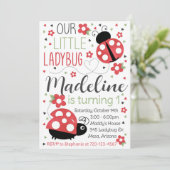 Ladybug Birthday Invitation, Ladybug Invitation Kaart (Staand voorkant)