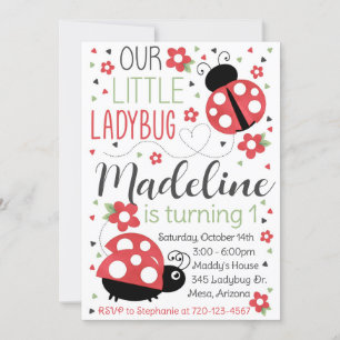 Ladybug Birthday Invitation, Ladybug Invitation Kaart
