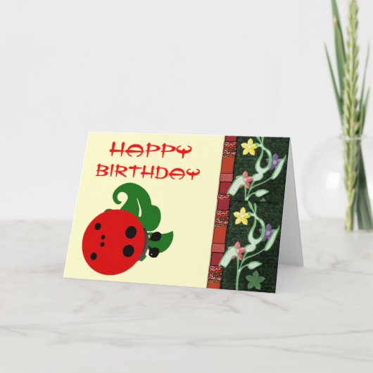 Ladybug Birthday Kaart (Voorkant)