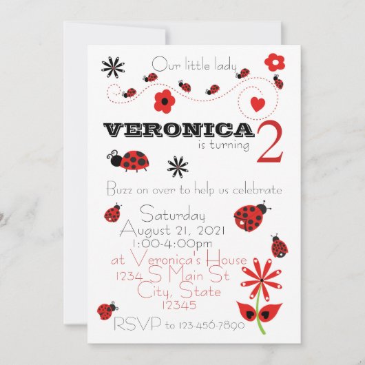 Ladybug Birthday Kaart (Voorkant)