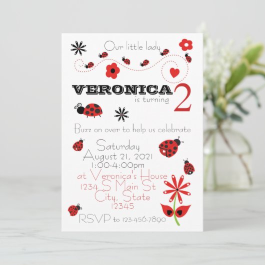 Ladybug Birthday Kaart (Staand voorkant)