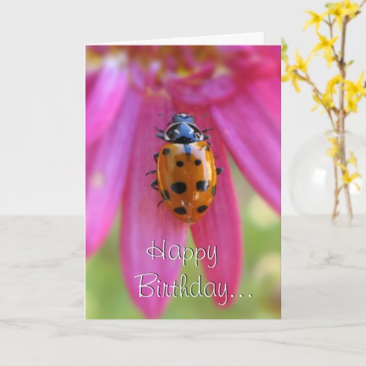Ladybug Birthday-kaart Kaart (Gele Bloem)
