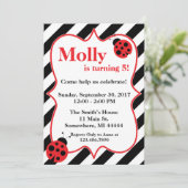 Ladybug Birthday Party Invitation Kaart (Staand voorkant)