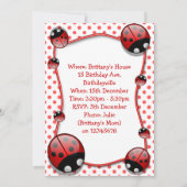 Ladybug Birthday Party Invitation Kaart (Achterkant)