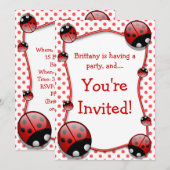 Ladybug Birthday Party Invitation Kaart (Voorkant / Achterkant)