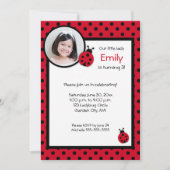 Ladybug Birthday Party Invitation Kaart (Voorkant)