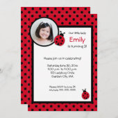 Ladybug Birthday Party Invitation Kaart (Voorkant / Achterkant)