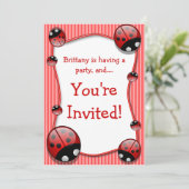 Ladybug Birthday Party Invitation Kaart (Staand voorkant)