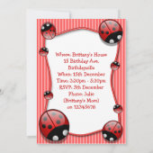 Ladybug Birthday Party Invitation Kaart (Achterkant)