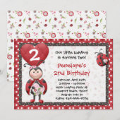 Ladybug Birthday Party Invitation Kaart (Voorkant / Achterkant)