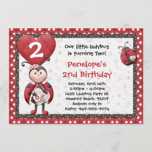 Ladybug Birthday Party Invitation Kaart