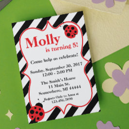 Ladybug Birthday Party Invitation Kaart