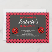 Ladybug Birthday Party Invitation Kaart (Voorkant)