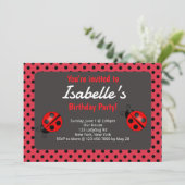 Ladybug Birthday Party Invitation Kaart (Staand voorkant)