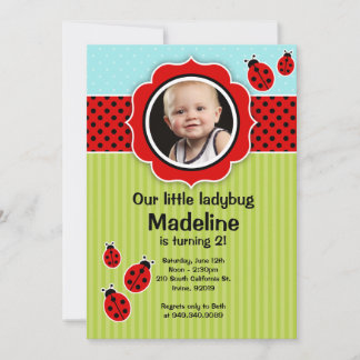Ladybug Birthday Party Invitation Kaart