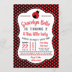 Ladybug Birthday Party Invitation, Little Lady Kaart