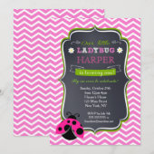 Ladybug Birthday Party Invitations Kaart (Voorkant / Achterkant)