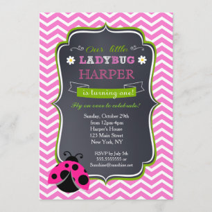 Ladybug Birthday Party Invitations Kaart