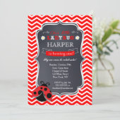 Ladybug Birthday Party Invitations Kaart (Staand voorkant)
