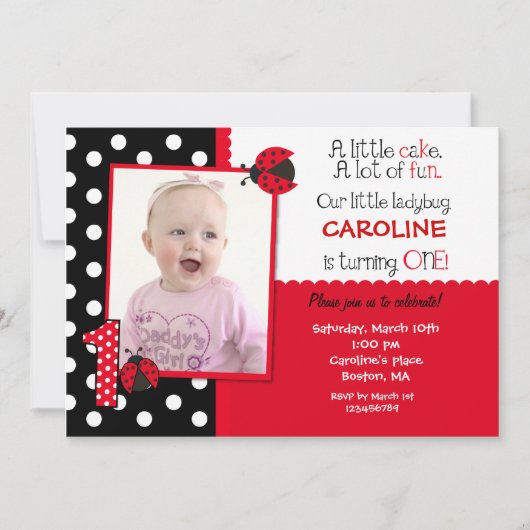 Ladybug Birthday Party Invitations Kaart (Voorkant)