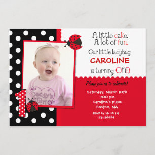 Ladybug Birthday Party Invitations Kaart