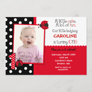 Ladybug Birthday Party Invitations Kaart