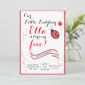 Ladybug Birthday Party Invitations Kaart (Staand voorkant)