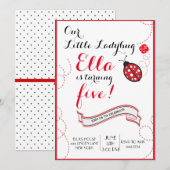 Ladybug Birthday Party Invitations Kaart (Voorkant / Achterkant)
