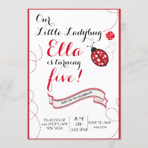 Ladybug Birthday Party Invitations Kaart