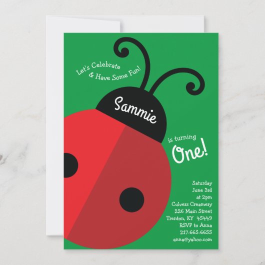 Ladybug Birthday Party Kaart (Voorkant)