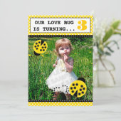 Ladybug Birthday Party Photo Invitations Kaart (Staand voorkant)