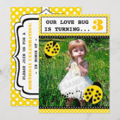 Ladybug Birthday Party Photo Invitations Kaart (Voorkant / Achterkant)