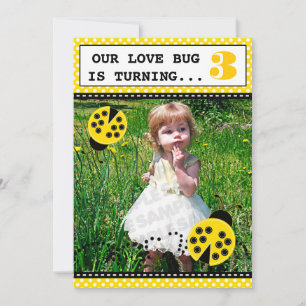 Ladybug Birthday Party Photo Invitations Kaart